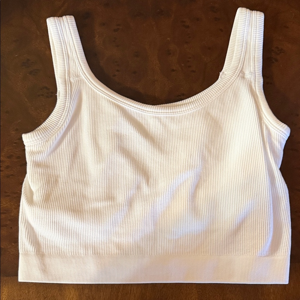 White Ribbed Tank Top